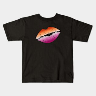 Lesbian Pride Flag Kissing Lips Kids T-Shirt